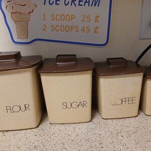 Vintage Tan/Brown Speckled 4-Piece Canister Set